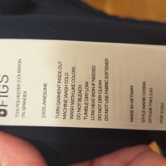 FIGS Scrub Top Womens Extra Large Blue Casma Three Pocket Nurse Uniform V-Neck - Picture 10 of 10